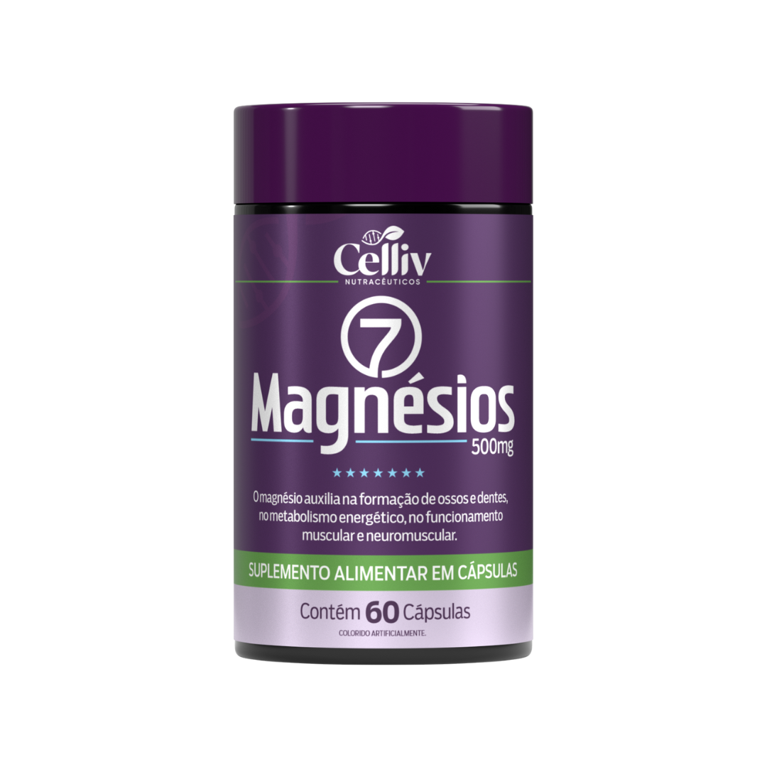 7 Magnésios 60 Caps. 500mg - Celliv