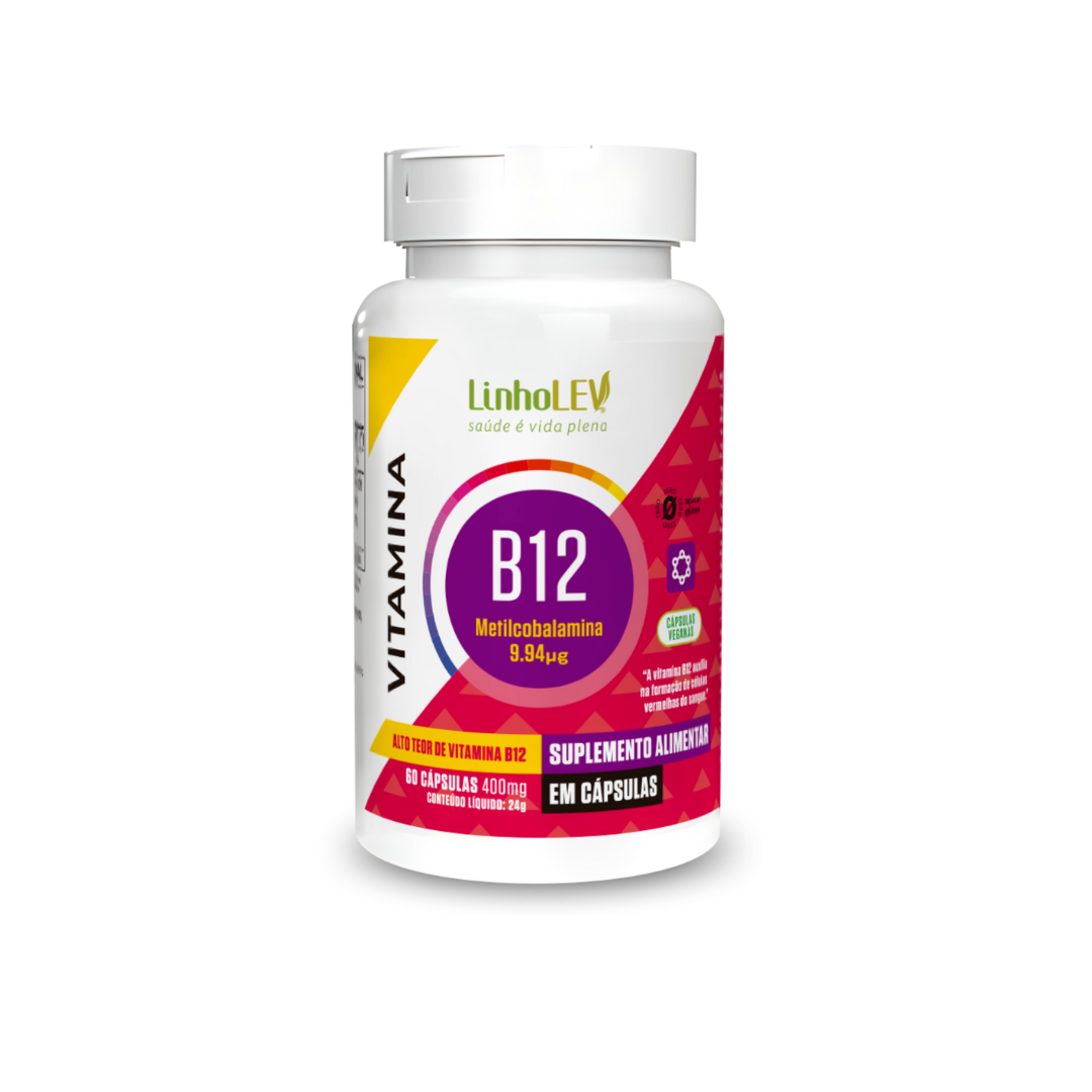 Vitamina B12 60 Caps. 9.94μg 400mg - Linho Lev